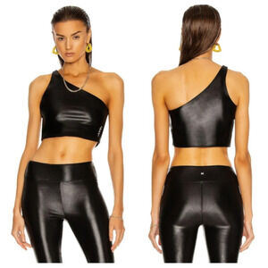 KORAL Attract Infinity Crop Top Black Sz XS One Shoulder